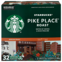 Starbucks Medium Roast Pike Place Keurig Genuine K-Cup Pods Ground 100% Arabica Coffee - 0.441 Ounce - 32 Count
