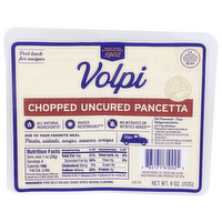 VOLPI Diced Chopped Uncurend Pancetta - 4 Ounce