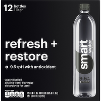 smartwater Alkaline With Antioxidant Ionized Electrolyte Vapor-Distilled Water Bottles, 1l, 12 Pack - 405.6 Fluid Ounce