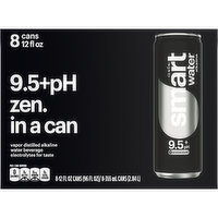 smartwater Alkaline With Antioxidant Water Cans - 12 Fluid Ounce - 8 Count