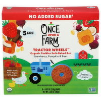 Once Upon A Farm Strawberry, Pumpkin & Beet Tractor Wheels Org Toddler Soft-Baked Bar - 0.67 Ounce - 5 Count