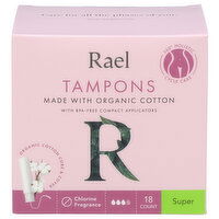 Rael Beauty Compact Tampons Super Organic Cotton With Applicators - 18 Count