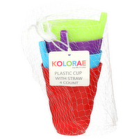 Kolorae Plastic Cup With Straw - 4 Count
