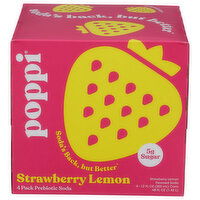Poppi Strawberry Lemon Prebiotic Soda - 12 Fluid Ounce - 4 Count