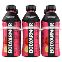 Bodyarmor Strawberry Banana Electrolyte Sports Drink, Bottles, 6 Pack - 120 Fluid Ounce