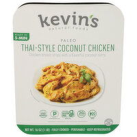 KEVIN'S NATURAL FOODS Thai Coconut Chicken Tender Breast Strips Paired With a Flavorful Curry Made Milk, Basil, And Style Spices. Thai-Style - 16 Ounce