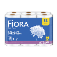Fiora 12 Pack Bath Tissue Lavender Double Rolls - 23.025 Square foot - 12 Count