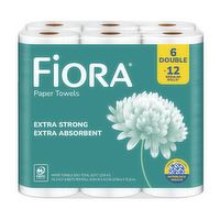 Fiora Paper Towel, 2-Ply, 6-Pack Double Rolls - 50.017 Square foot - 6 Count
