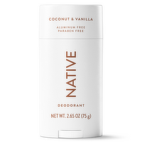 Native Deodorant, Coconut & Vanilla, Aluminum Free, For Women And Men - 2.65 Ounce