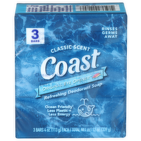 Coast Classic Scent Refreshing Deodorant Soap - 4 Ounce - 3 Count
