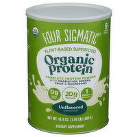 FOUR SIGMATIC Protein Unflavored Powder Defend Plant-Based With Superfoods Immune Supporting Mushrooms & Adaptogens Can New 63cc Scoop - 16.9 Ounce