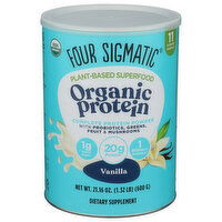 FOUR SIGMATIC Protein Vanilla Powder Defend Plant-Based With Superfoods Immune Supporting Mushrooms & Adaptogens Sweet - 21.16 Ounce