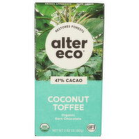 Alter Eco Chocolate Coconut Toffee 47% Cacao Organic Dark Bar - 2.82 Ounce - 1 Count