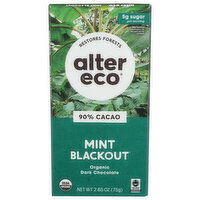Alter Eco Mint Blackout 90% Cacao Organic Dark Chocolate Bar - 2.65 Ounce