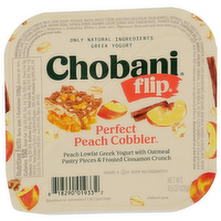 CHOBANI Peach Cobbler Flip Low-Fat Greek Yogurt Perfect - 4.5 Ounce