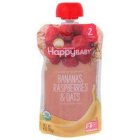 Happy Baby Stage 2 Clearly Crafted Bananas Raspberries & Oats - 4 Ounce