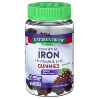 Nature's Truth Vitamins Grape Essential Iron + B-, Zinc Gummies - 60 Count