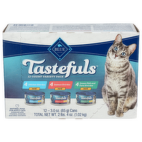 BLUE TASTEFULS Salmon, Chicken, Fish & Tuna Adult Cat Paté Variety Pack - 0.085 Kilogram - 12 Count