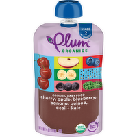 Plum Organics Cherry, Apple, Blueberry, Banana, Quinoa, Acai + Kale Stage 2 Organic Baby Food Pouch - 4 Ounce
