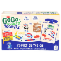 GoGo Squeez Yogurt, Low Fat, Strawberry/Banana, Variety Pack - 10 Each
