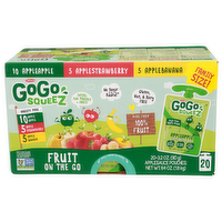 Gogo Squeez Apple Strawberry, Banana Variety Pack - 3.2 Ounce - 20 Count