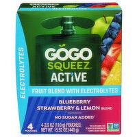 Gogo Squeez Active Electrolyes Blueberry Strawberry Lemon - 3.9 Ounce - 4 Count