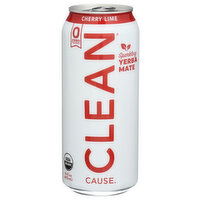 Clean Cause Yerba Mate Sparkling Zero Cal Cherry Lime - 16 Fluid Ounce