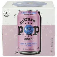 Culture Pop Soda Probiotic Wild Berries - 12 Fluid Ounce - 4 Count