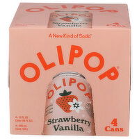 OLIPOP  Prebiotic Strawberry Vanilla Soda Pop - 12 Fluid Ounce - 4 Count