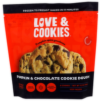 LOVE&COOKIES Pumpkin, Chocolate Chip, Spice Round Pumpkin Chip Frozen Gourmet Cookie Dough - 1.5 Ounce - 8 Count