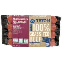 Teton Waters Ranch Sausage Polish Smoked Cooked Uncured 100% Grass-Fed Beef, Cooked - 10 Ounce