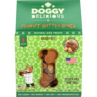Doggy Delirious Dog Treats Grain Free Peanut Butter Bones - 1 Pound