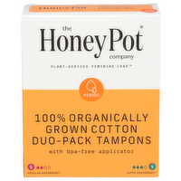 The Honey Pot Company Duo Pack Organic Cotton Bpa Free Applicator Tampon - 1 Each