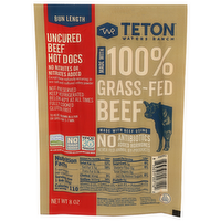 Teton Waters Ranch Bun Length 100% Grass Fed Beef Hot Dogs - 8 Ounce