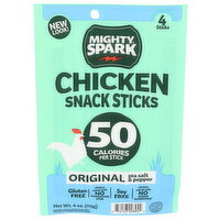 Mighty Spark Savory Original Sea Salt & Pepper Fully Cooked, Shelf Stable Chicken Snack Stick - 4 Ounce
