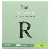 Rael Pads Cover Lg Cotton Org - 12 Count