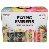 Flying Embers Prickly Pear Mango Coconut Guava Citra Orange Passion Mimosa Variety Pack Hard Kombucha - 12 Ounce
