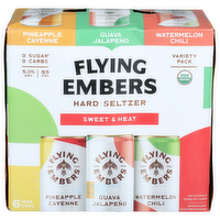 Flying Embers Pineapple Cayenne Guava Jalapeno Watermelon Chili Variety Pack Hard Seltzer - 6 Count