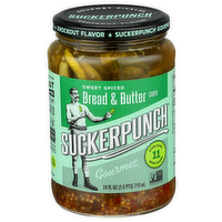 Suckerpunch Gourmet Bread & Butter Pickle Chips Spicy N' Better - 24 Fluid Ounce