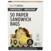 LUNCHSKINS Avocado Paper Sandwich Bag - 50 Count