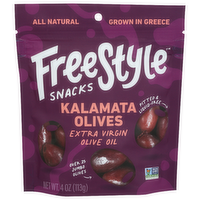 Freestyle Snacks Bold, Rich, Red Wine Kalamata Olives Extra Virgin Olive Oil Pitted - 4 Ounce