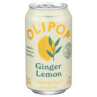 OLIPOP Ginger Lemon a New Kind Of Soda Sparkling Tonic - 12 Fluid Ounce