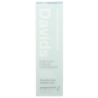 DAVIDS Peppermint Premium Natural Toothpaste - 5.25 Ounce