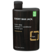 Every Man Jack Sandalwood 2-In-1 Daily Shampoo + Conditioner - 13.5 Fluid Ounce