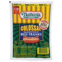 Nathan's Famous Colossal Quarter Pound Beef Franks - 32 Ounce
