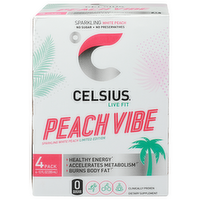 Celsius Peach Vibe Sparkling White - 12 Fluid Ounce - 4 Count