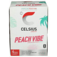 Celsius Sparkling Peach Vibe, Functional Essential Energy Drink Pack Of 4 - 12 Fluid Ounce - 4 Count