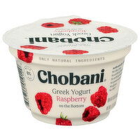 Chobani Raspberry Non-Fat Greek Yogurt On The Bottom 0% Milkfat - 5.3 Ounce