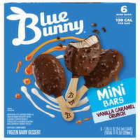 Blue Bunny Frozen Dairy Dessert, Vanilla Caramel Crunch, Mini Bars - 6 Each 