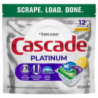 Cascade Dishwasher Detergent, Lemon Scent, Actionpacs - 12 Each 